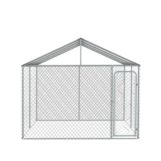 10’ x 10’ Outdoor Dog Kennel Playpen w/Cover, Outdoor Dog Runner, Pet Exercise House, Lockable Gate, 6’ Chain-Link Fence, TMG-DCP1010