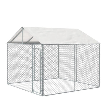 10’ x 10’ Outdoor Dog Kennel Playpen w/Cover, Outdoor Dog Runner, Pet Exercise House, Lockable Gate, 6’ Chain-Link Fence, TMG-DCP1010