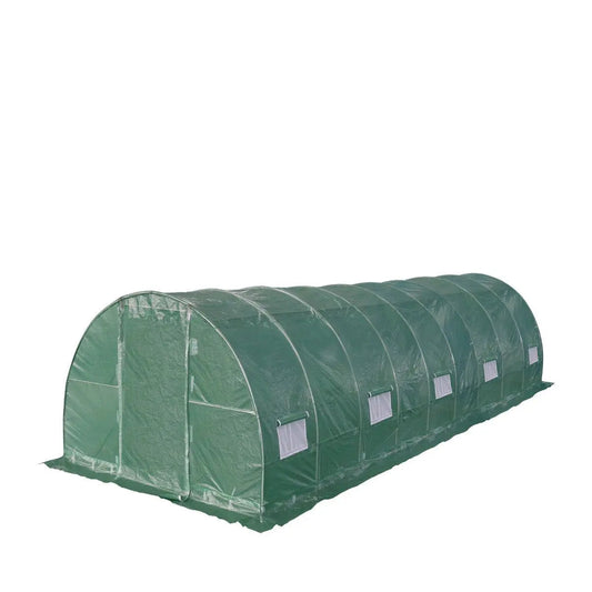 10’ x 30’ Tunnel Greenhouse Grow Tent w/Ripstop Leno Cover, Cold Frame, Roll-Up Mesh Windows, Round Top Roof, TMG-GH1030R