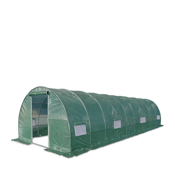 10’ x 30’ Tunnel Greenhouse Grow Tent w/Ripstop Leno Cover, Cold Frame, Roll-Up Mesh Windows, Round Top Roof, TMG-GH1030R