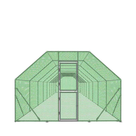 10’ x 60’ Wire Mesh Chicken Run Shelter Coop, Galvanized Steel, 600 Sq-Ft, Lockable Gate, PVC Coated Mesh, TMG-CRS1060