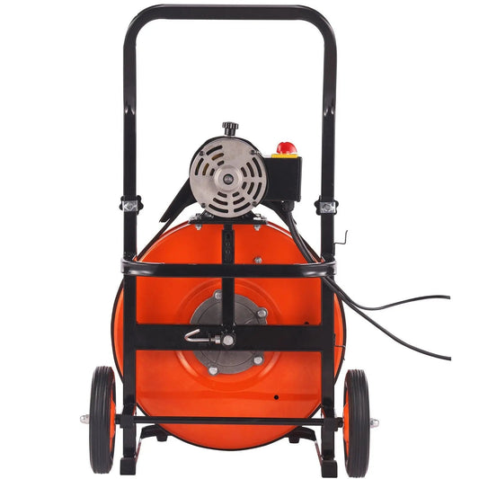 100 FT Drain Auger Cleaner, Auto Feed with Air-Activated Foot Switch for 1 to 4 Inch Pipes, DOBA-DAC100