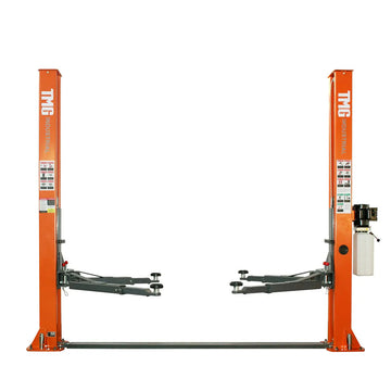 10,000-lb Two Post Floor Plate Auto Lift, Symmetric Arms, 77" Lift Height, Dual-Point Lock Release, TMG-TPL45
