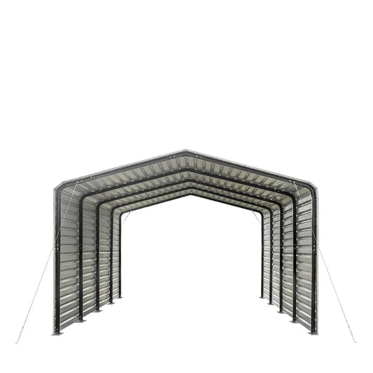 12’ x 20’ Metal Shed Carport with 8’ Enclosed Sidewalls, TMG-MSC1220F