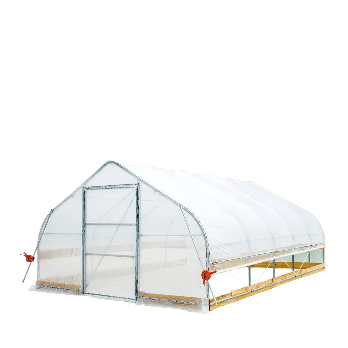 12’ x 20’ Tunnel Greenhouse Grow Tent w/6 Mil Clear EVA Plastic Film, Cold Frame, Hand Crank Roll-Up Sides, Peak Ceiling Roof, TMG-GH1220