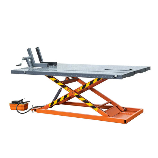 1500-lb Portable Motorcycle/ATV Scissor Lift, 48" Work Platform, Side Extensions, Front Vise Grip, TMG-1500PML