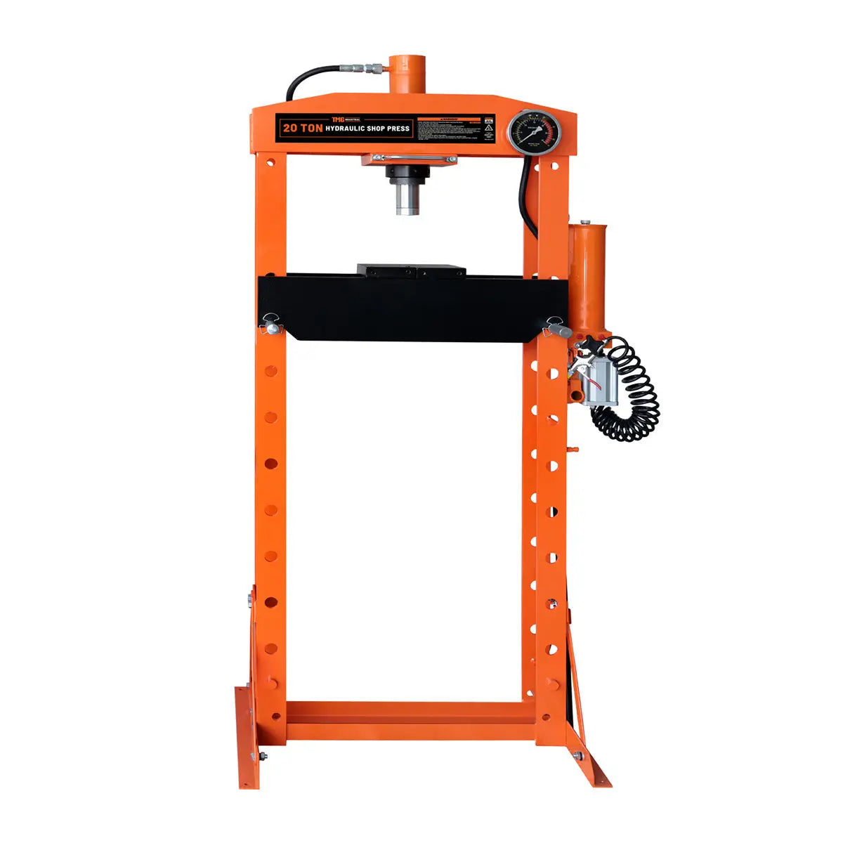 20 Ton Capacity Hydraulic Shop Press, Pneumatic & Manual Operation, 10 Bed Height Positions, TMG-ASP22