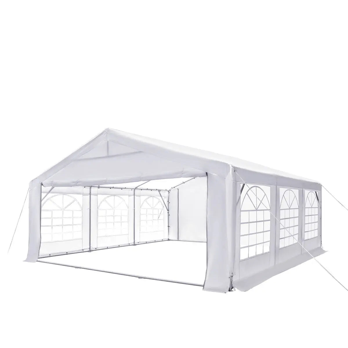 20' x 20' Heavy Duty Outdoor Party Tent with Removable Sidewalls and Roll-Up Doors, PE tarpaulin fabric, 6’6" Overhead, 10’ Peak Ceiling, TMG-PT2020F