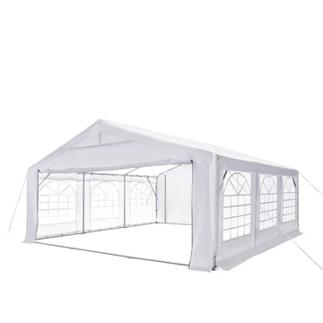 20' x 20' Heavy Duty Outdoor Party Tent with Removable Sidewalls and Roll-Up Doors, PE tarpaulin fabric, 6’6" Overhead, 10’ Peak Ceiling, TMG-PT2020F