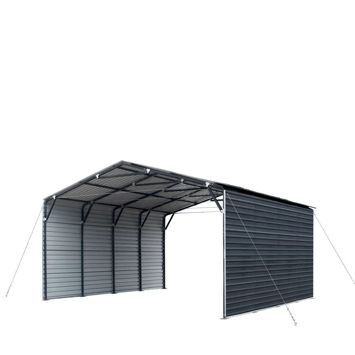 20’ x 20’ Metal Shed Carport, 10’ Enclosed Sidewalls, 400 Sq-Ft, 27 GA Corrugated Panels, TMG-MSC2020F