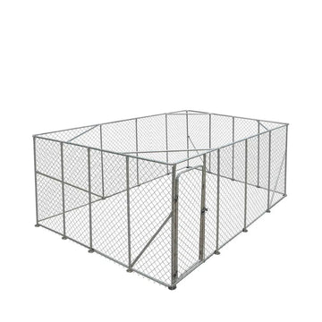 20’ x 20’ Outdoor Dog Kennel Playpen, Outdoor Dog Runner, Pet Exercise House, Lockable Gate, 6’ Chain-Link Fence, TMG-DCP2020