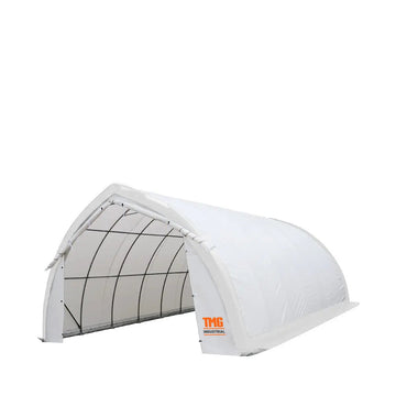 20' x 30' Arch Wall Peak Ceiling Storage Shelter with Heavy Duty 11 oz PE Cover & Drive Through Doors, TMG-ST2031P (Previously ST2030P)