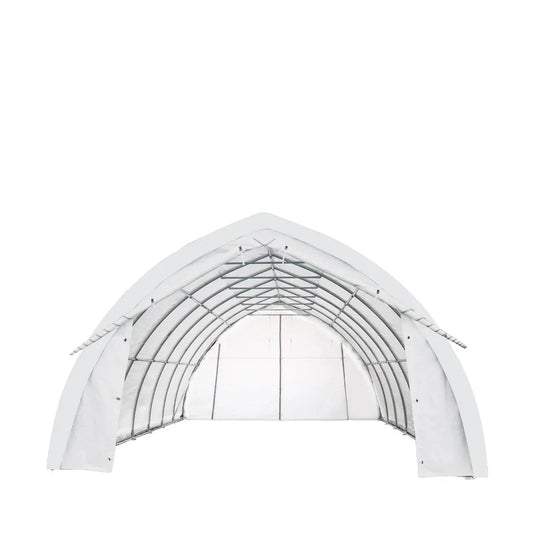20' x 30' Arch Wall Peak Ceiling Storage Shelter with Heavy Duty 17 oz PVC Cover & Drive Through Doors, TMG-ST2031PV(Previously ST2030PV)