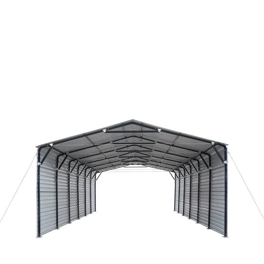 20’ x 30’ Metal Shed Carport, 10’ Enclosed Sidewalls, 600 Sq-Ft, 27 GA Corrugated Panels, TMG-MSC2030F