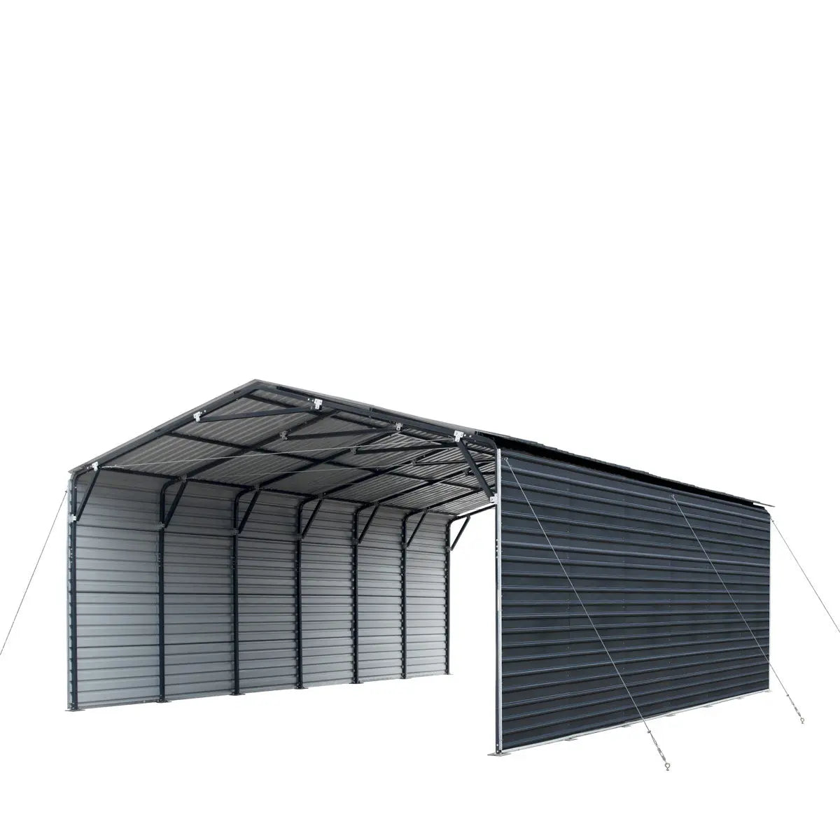 20’ x 30’ Metal Shed Carport, 10’ Enclosed Sidewalls, 600 Sq-Ft, 27 GA Corrugated Panels, TMG-MSC2030F