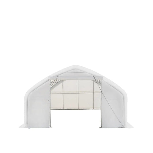 20' x 30' Straight Wall Peak Ceiling Storage Shelter with Heavy Duty 17 oz PVC Cover & Drive Through Door, TMG-ST2031V (Previously ST2030V)
