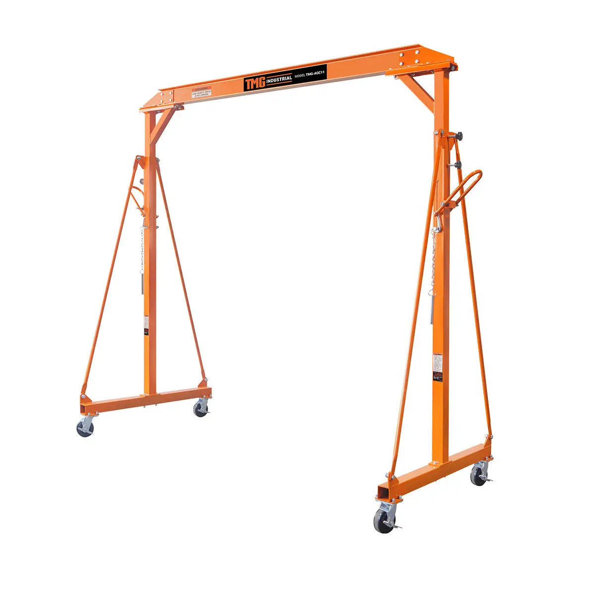 2200-lb Adjustable Height All-Steel Gantry Crane, Auto-Lock, 95" Min. Height, 142" Max. Height, Locking Swivel Casters, TMG-AGC11(Previously TMG-AGC10)