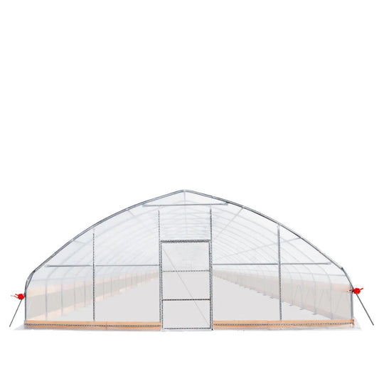 25’ x 100’ Tunnel Greenhouse Grow Tent w/6 Mil Clear EVA Plastic Film, Cold Frame, Hand Crank Roll-Up Sides, Peak Ceiling Roof, TMG-GH25100