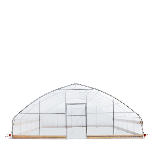 25’ x 25’ Tunnel Greenhouse Grow Tent w/6 Mil Clear EVA Plastic Film, Cold Frame, Hand Crank Roll-Up Sides, Peak Ceiling Roof, TMG-GH2525
