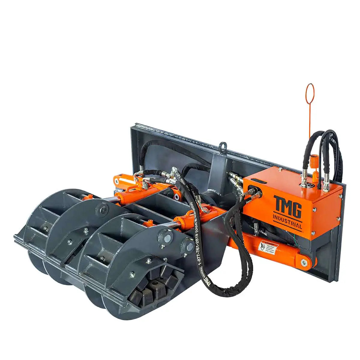 2500-lb Skid Steer Pole Setter, 45' Pole Capacity, 0°-100° Claw Rotation, Jaw Claw Opening 4" to 20", TMG-SPS46