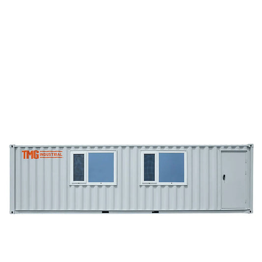 30’ Custom Built Steel Container Office, Working Area & Manager’s Office, 1 Leather Office Chair, 4 Ergonomic Office Chairs, TMG-SCO30