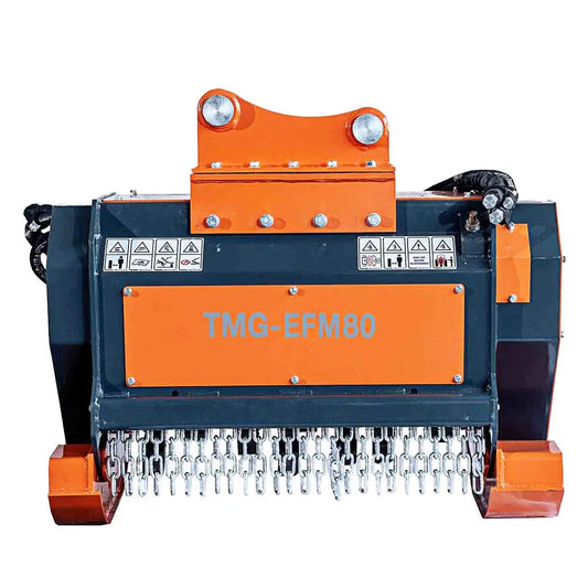 30" Excavator Forestry Brush Mulcher, 6-10 Ton Carrier, 4" Dia. Cutting Capacity, Hydraulic Piston Motor, TMG-EFM80