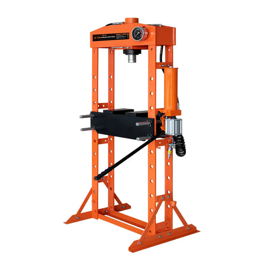 30 Ton Capacity Hydraulic Shop Press, Pneumatic & Manual Operation, 11 Bed Height Positions, TMG-ASP30