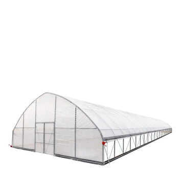 30’ x 100’ Tunnel Greenhouse Grow Tent w/6 Mil Clear EVA Plastic Film, Cold Frame, Hand Crank Roll-Up Sides, Peak Ceiling Roof, TMG-GH30100