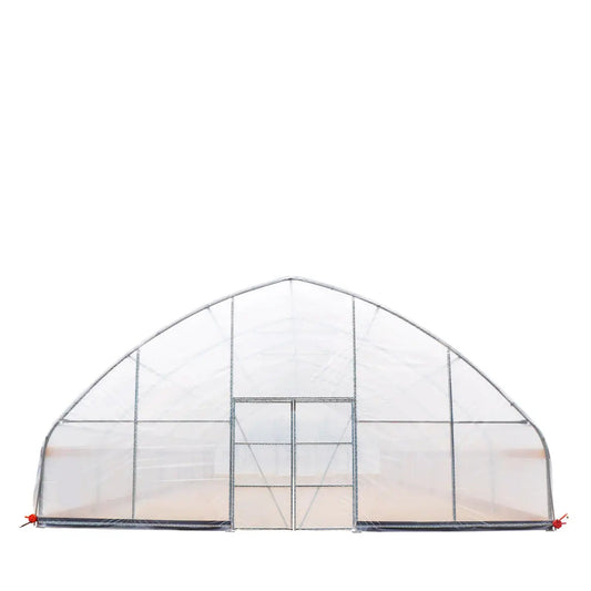 30’ x 30’ Tunnel Greenhouse Grow Tent w/6 Mil Clear EVA Plastic Film, Cold Frame, Hand Crank Roll-Up Sides, Peak Ceiling Roof, TMG-GH3030