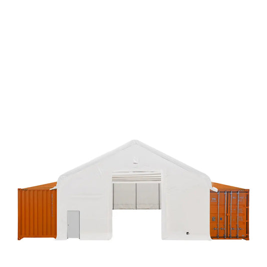 30' x 40' Container Peak Roof Shelter Pro Series with Heavy Duty 17 oz PVC Cover, Fully Enclosed front and back endwalls, TMG-ST3041CG
