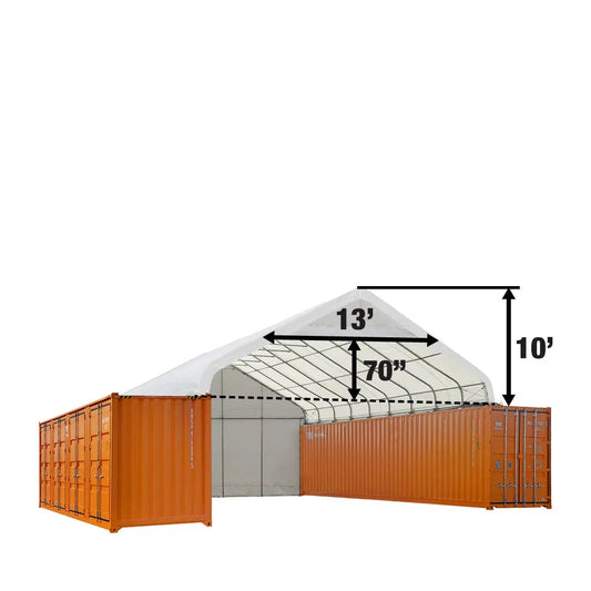 30' x 40' PVC Fabric Container Peak Roof Shelter with End Wall & Partial Front Drop Pro Series, Fire Retardant, Water Resistant, UV Protected, TMG-ST3041CVF