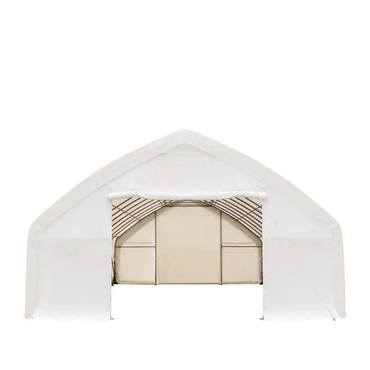 30' x 50' Straight Wall Peak Ceiling Storage Shelter with Heavy Duty 11 oz PE Cover & Drive Through Doors, TMG-ST3050E(Previously ST3050)