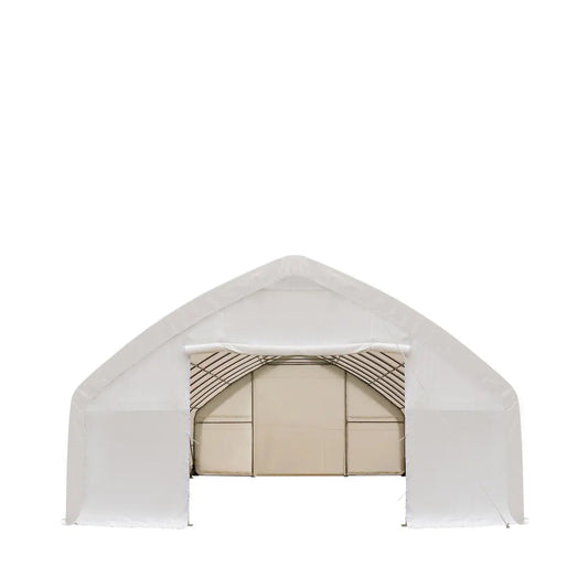 30' x 50' Straight Wall Peak Ceiling Storage Shelter with Heavy Duty 17 oz PVC Cover & Drive Through Doors, TMG-ST3050V