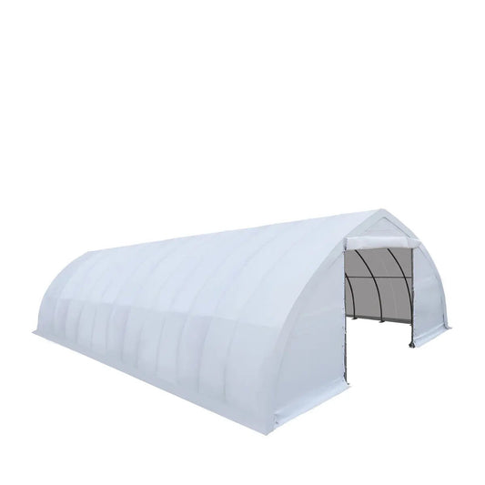 30' x 60' Peak Ceiling Storage Shelter with Heavy Duty 11 oz PE Cover & Drive Through Doors, TMG-ST3060E(Previously ST3060)