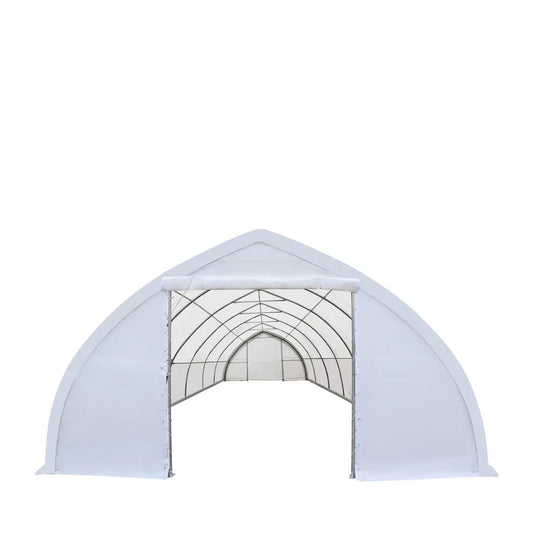 30' x 60' Peak Ceiling Storage Shelter with Heavy Duty 17 oz PVC Cover & Drive Through Doors, TMG-ST3060V