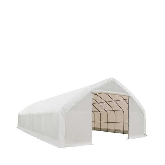 30' x 70' Straight Wall Peak Ceiling Storage Shelter with Heavy Duty 11 oz PE Cover & Drive Through Doors, TMG-ST3070E(Previously ST3070)