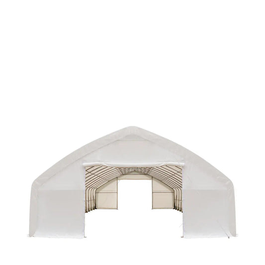 30' x 70' Straight Wall Peak Ceiling Storage Shelter with Heavy Duty 17 oz PVC Cover & Drive Through Doors, TMG-ST3070V
