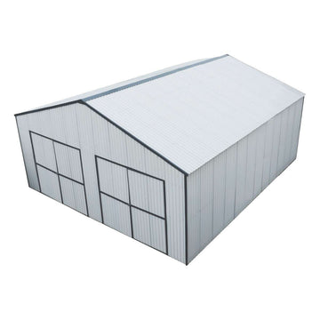 30' x 30' Metal Garage Shed – Steel Building with 11’ Clearance High Front Doors, Side Entry Door, 16 GA Steel Structure TMG-MS3030