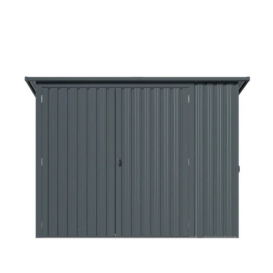 4’ x 8’ Bicycle Metal Pent Shed, 29 Gauge Corrugated Metal, 70" Upper edge, TMG-MS0408