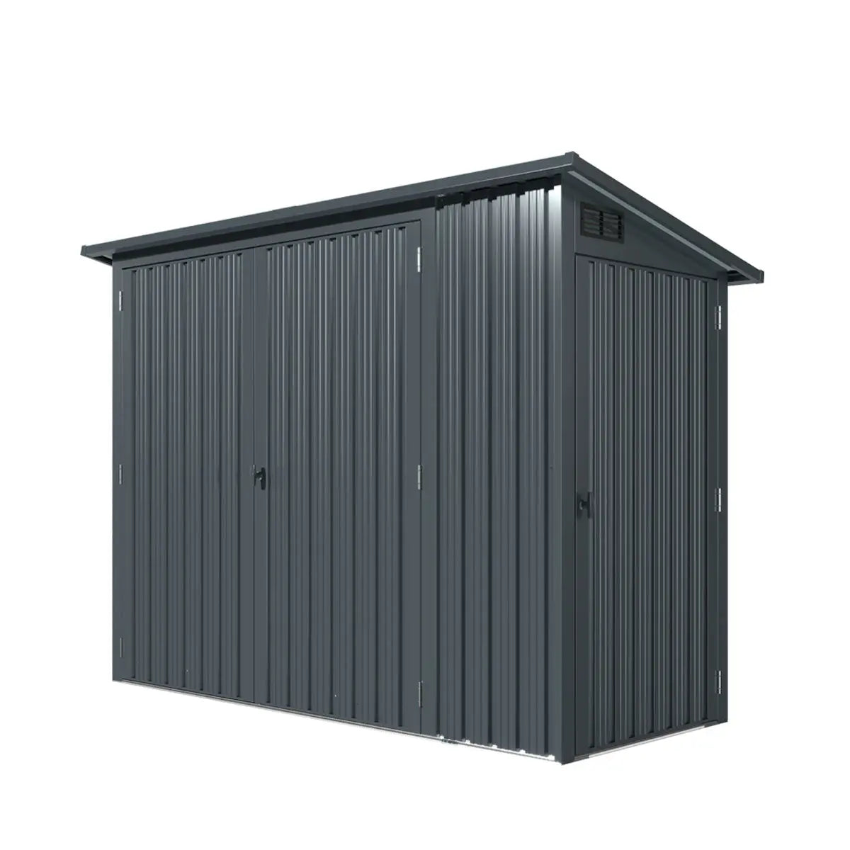 4’ x 8’ Bicycle Metal Pent Shed, 29 Gauge Corrugated Metal, 70" Upper edge, TMG-MS0408