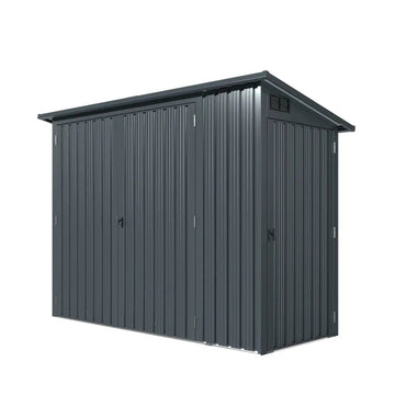 4’ x 8’ Bicycle Metal Pent Shed, 29 Gauge Corrugated Metal, 70" Upper edge, TMG-MS0408
