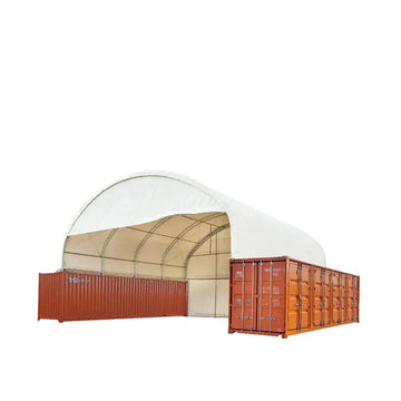 40' x 40' Dual Truss Container Shelter with Heavy Duty 21 oz PVC Cover, Enclosed End Wall & Front Drop, TMG-DT4041CF (Previously DT4040CF)