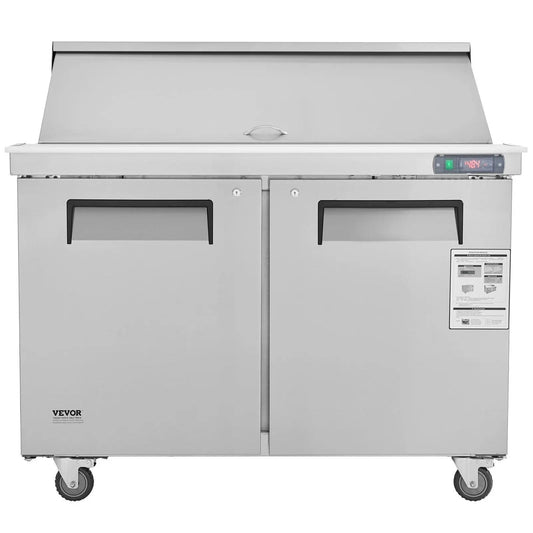 48-Inch  Commercial Sandwich Salad Prep Table with Dual Doors 12.9 Cu.ft Refrigerator, DOBA-FZPT13
