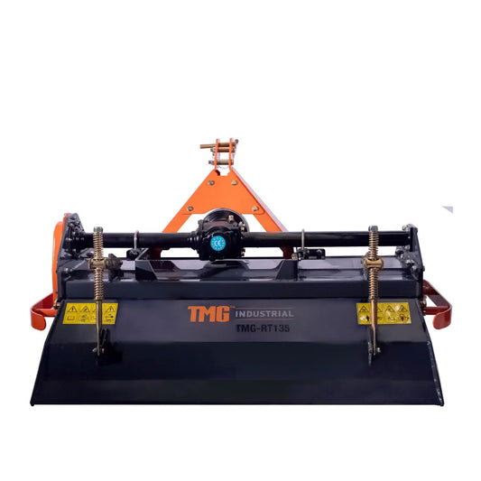 55" 3-Point Hitch Rotary Tiller, 30-40 HP Compact Tractor, 6" Tilling Depth, PTO Shaft Included, Category 2 Hookup, TMG-RT135