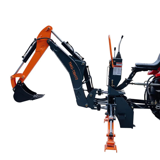 6-FT 3-Point Hitch Swing Backhoe Attachment, 12" Bucket Included, 20-65 HP Tractor, 97" High Reach, Category 1 & 2 Hookups, TMG-TBH72