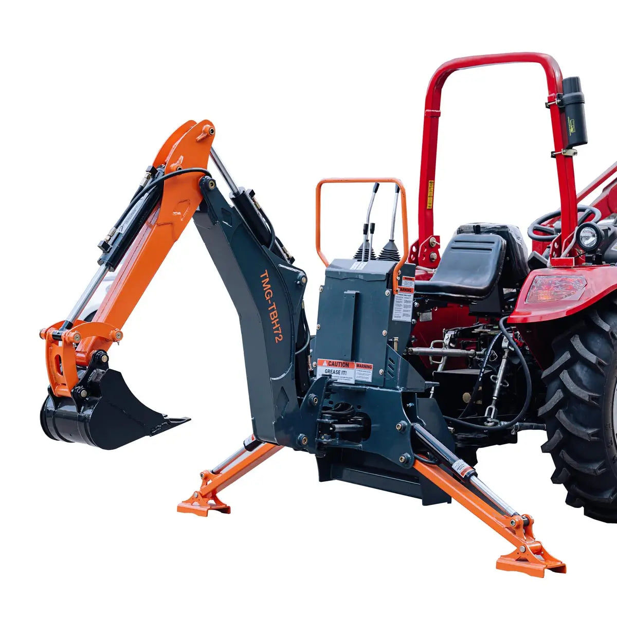 6-FT 3-Point Hitch Swing Backhoe Attachment, 12" Bucket Included, 20-65 HP Tractor, 97" High Reach, Category 1 & 2 Hookups, TMG-TBH72