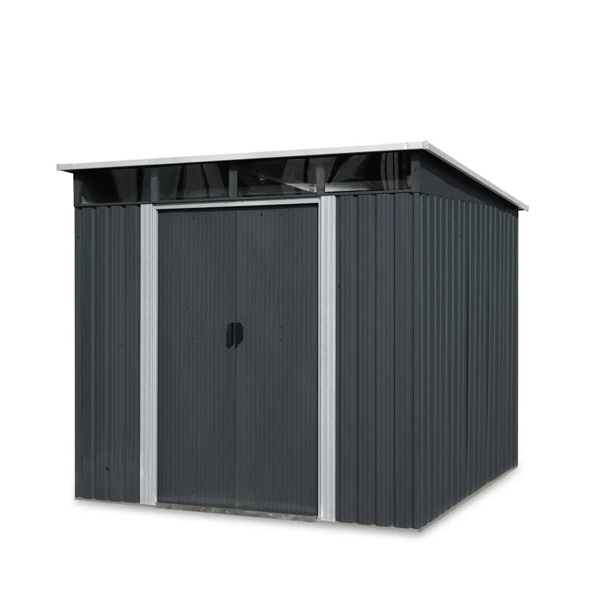 6’ x 8’ Galvanized Metal Pent Shed w/Skylight, 29 GA Corrugated Metal, 80" Peak Ceiling, TMG-MS0608P