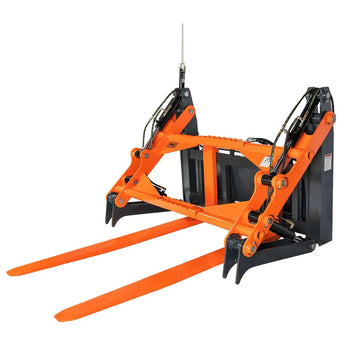 60" Four-Cylinder Pallet Fork Pipe Grapple, 6200-lb Lift Capacity, ITA Class III Forged Tines, Skid Steer Mount, TMG-SPG60