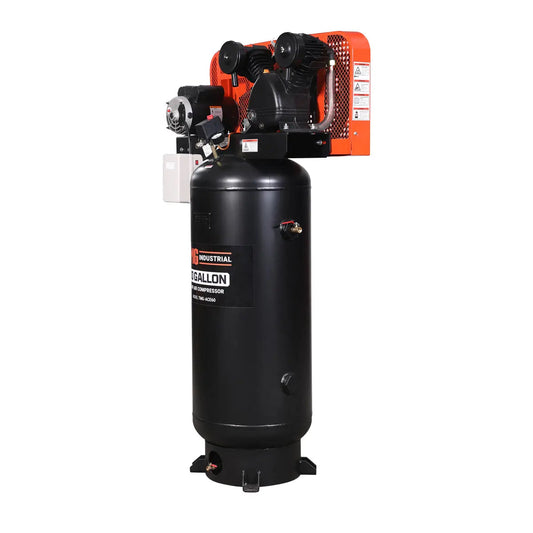 60 Gallon 5 HP Stationary Electric Air Compressor, 5 Min Fill Time, 230V Induction Motor, ASME Vertical Tank, TMG-ACE60