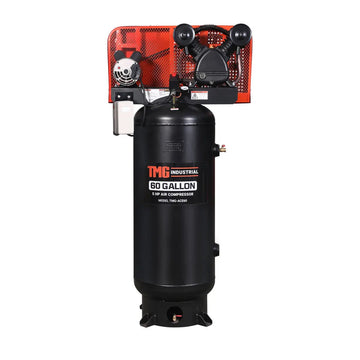 60 Gallon 5 HP Stationary Electric Air Compressor, 5 Min Fill Time, 230V Induction Motor, ASME Vertical Tank, TMG-ACE60